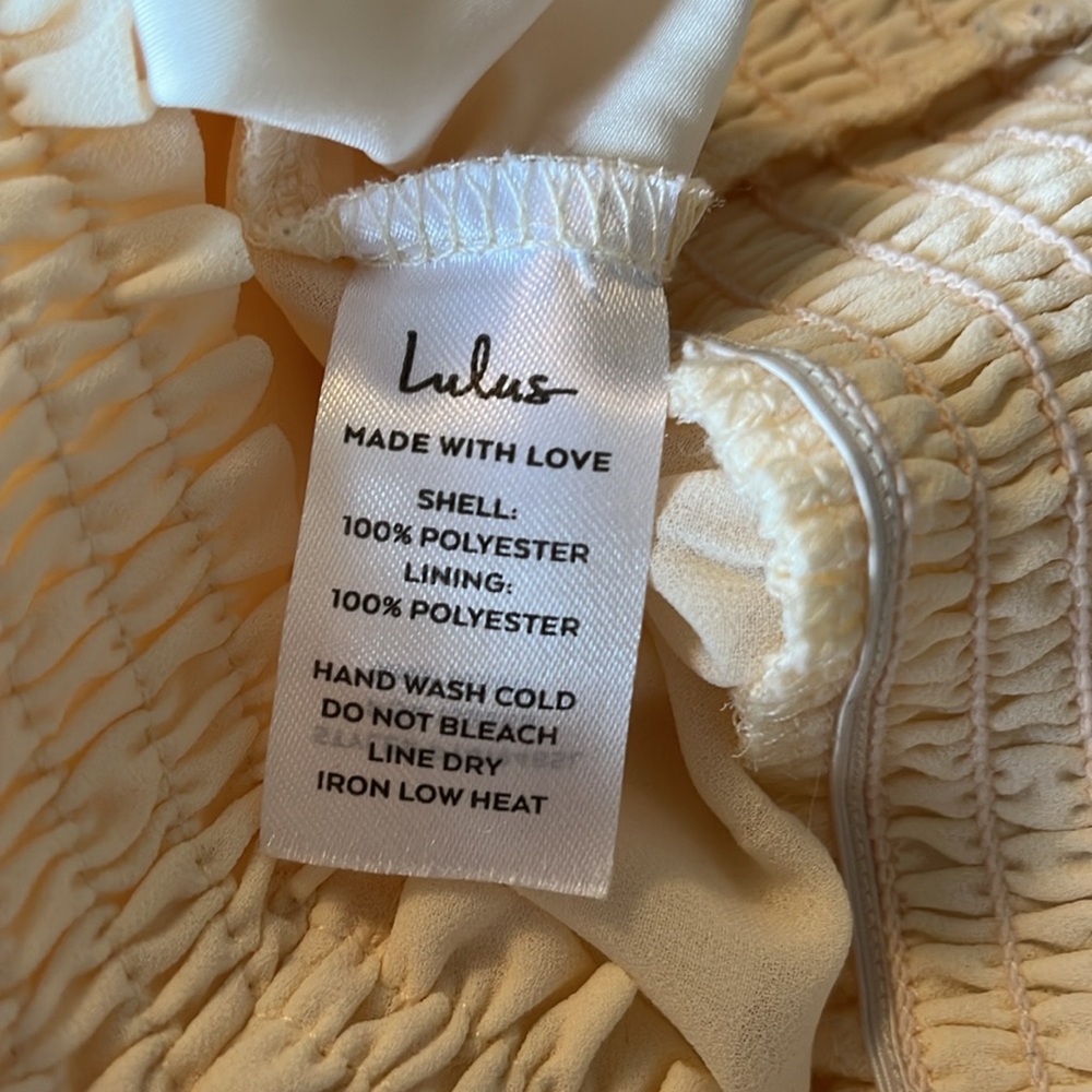 lulus Aura Ivory Smocked Long Flutter Sleeve chiffon top w/elastic waist Size S - Picture 10 of 10